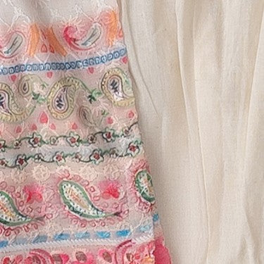 Girls Chikan Work Floral Kurti With Khadi Cotton Pants – Soft Cotton Lined