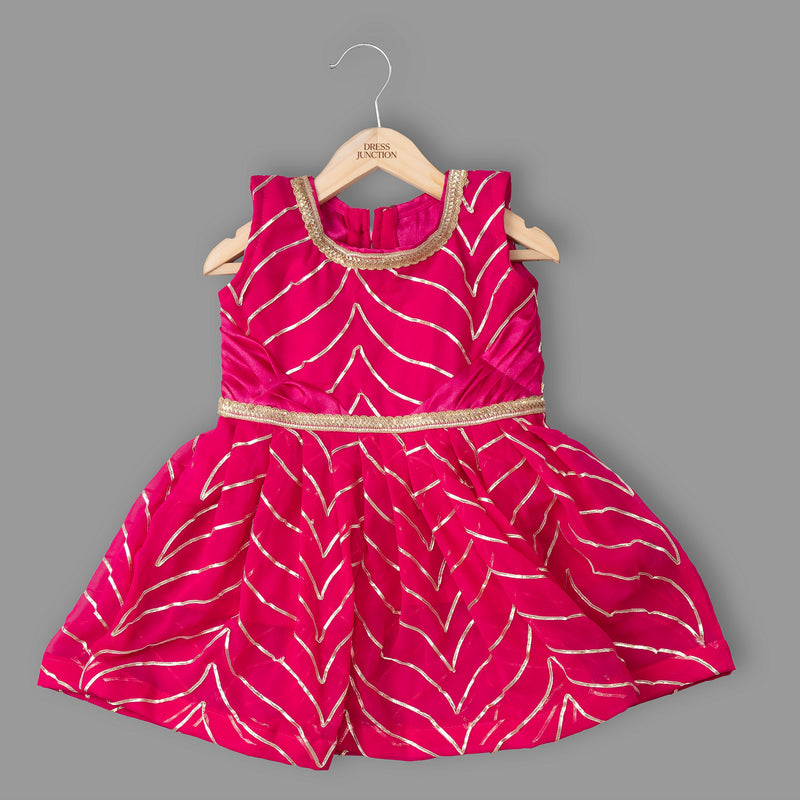 Girls Pink Gold-Accented Party Dress