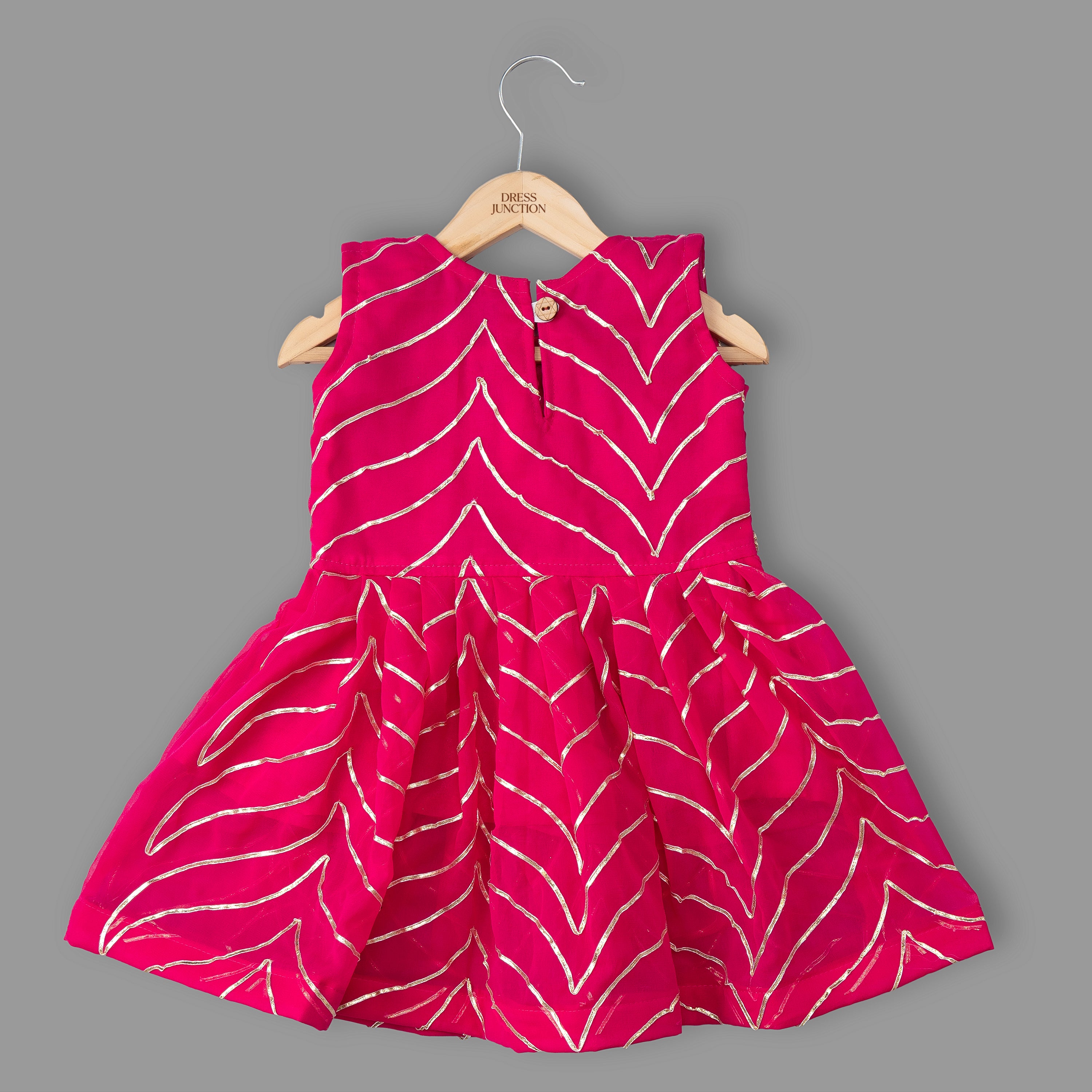 Girls Pink Gold-Accented Party Dress