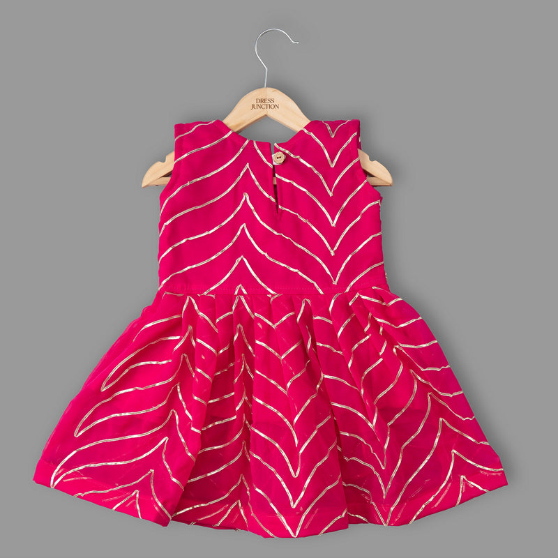 Girls Pink Gold-Accented Party Dress