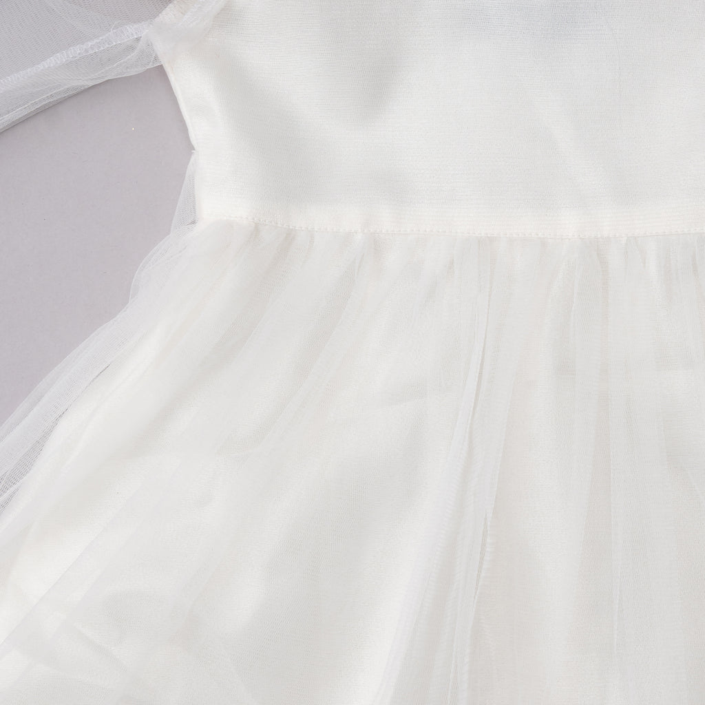 Girls White Soft-Net Layered Princess Party Dress