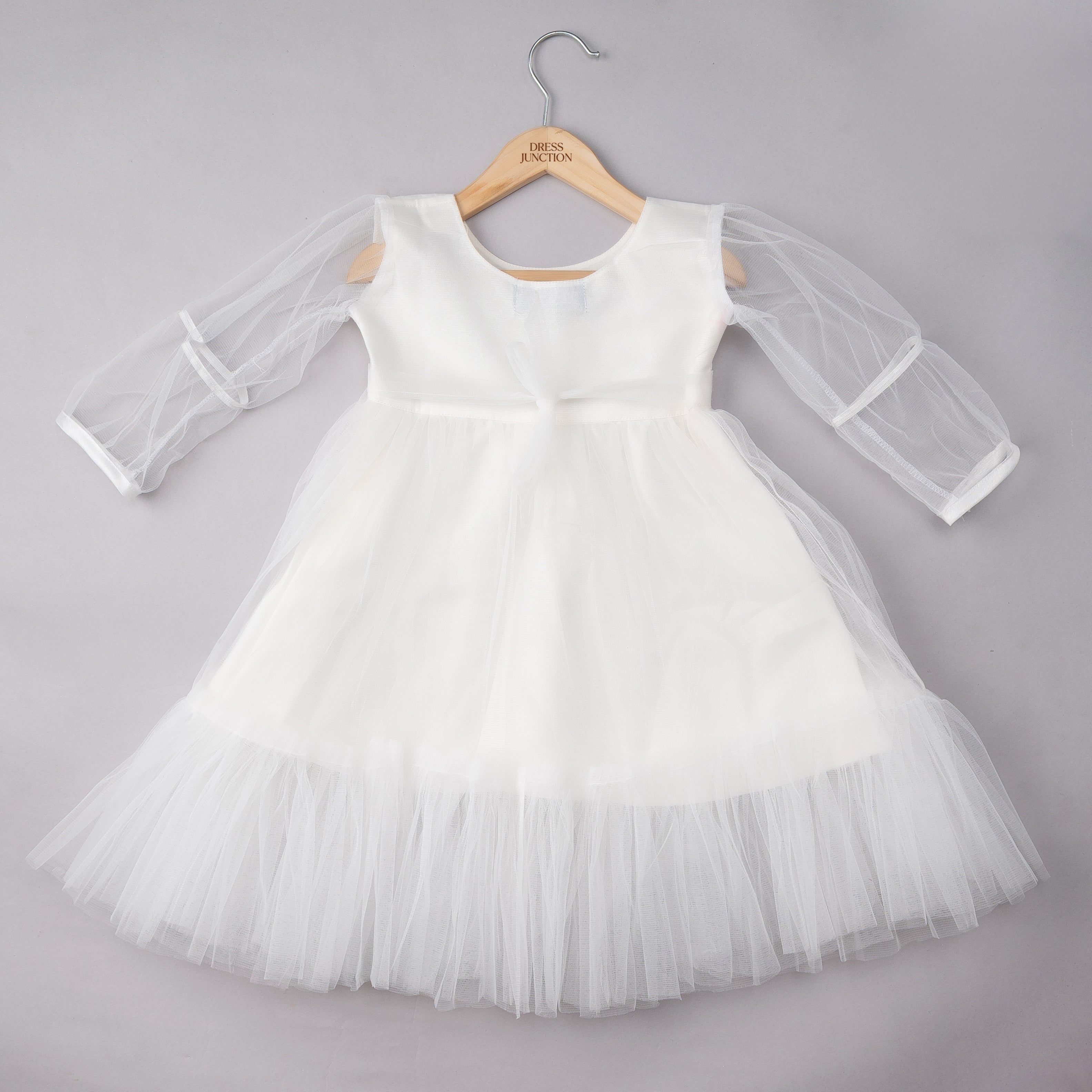 Girls White Soft-Net Layered Princess Party Dress