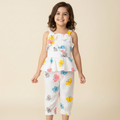 Girls White Butterfly Print Top & Pant Co-ord Set