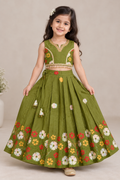 Girls Embroidered Cotton Lehnga