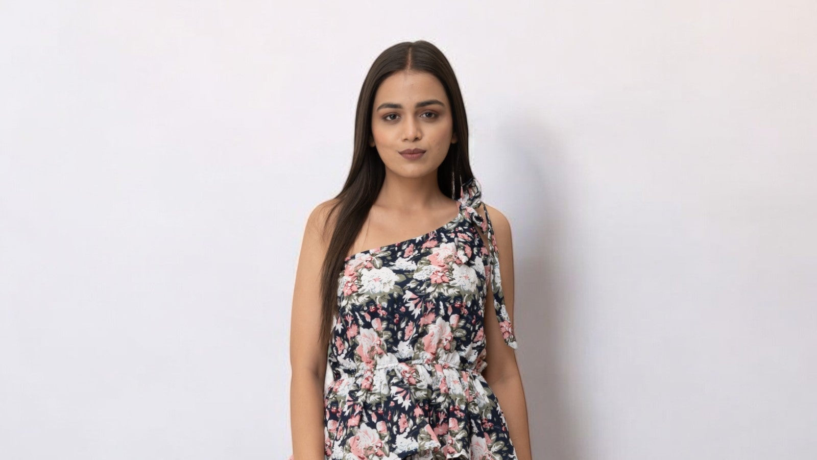 Off-Shoulder Purple Printed Mini Dress