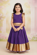 Girls Red & Gold Silk Lehenga Choli Set