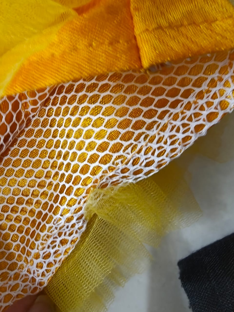 Girls Yellow Layered Net Party Dress with Cotton Lining