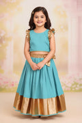 Girls Red & Gold Silk Lehenga Choli Set
