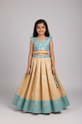 Girls Blue Pure Cotton Ethnic Festive Lehnga