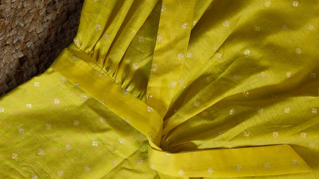 Girls Yellow Banarsi With Cotton Lining