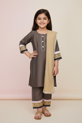 Brown Silk Kurta Pyjama Set with Net Dupatta