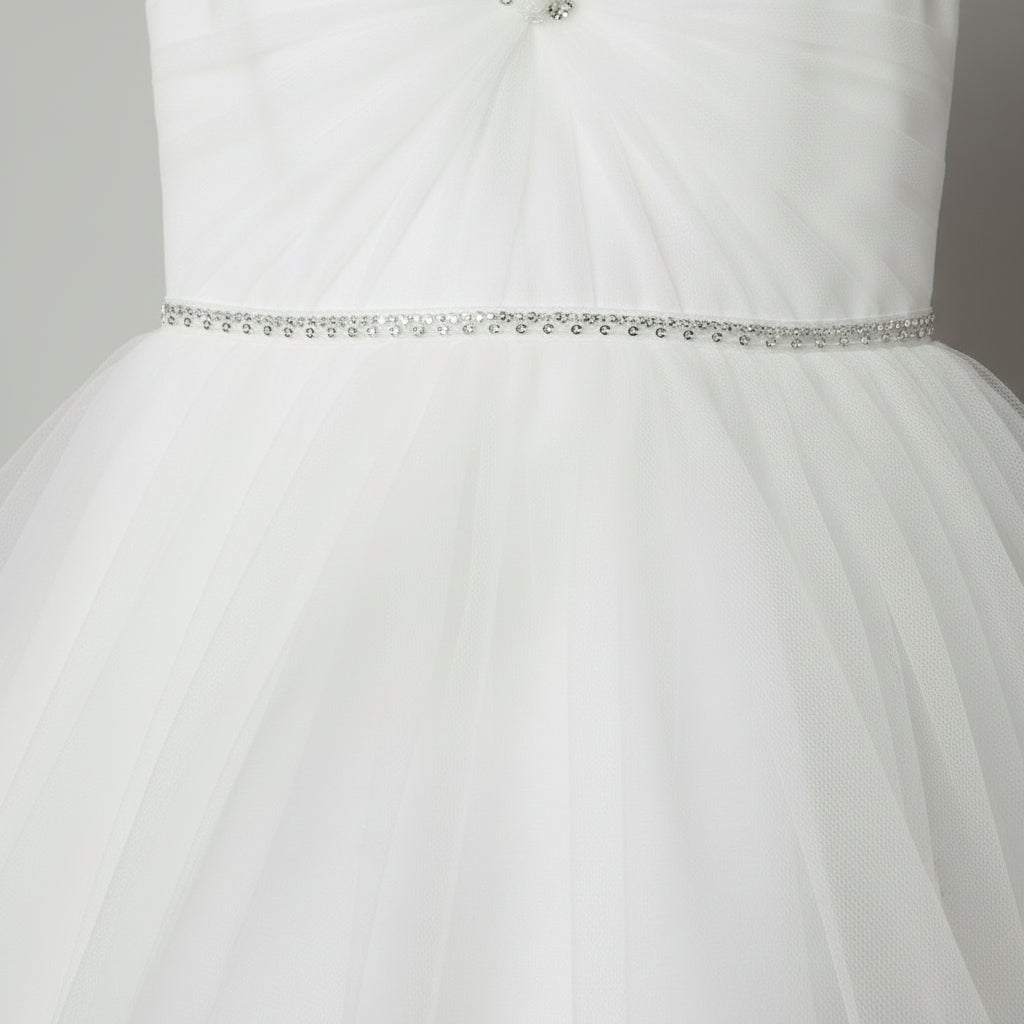 White Net Party Frock with Silk-Blend Lining