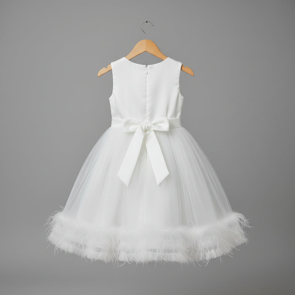 White Net Party Frock with Silk-Blend Lining