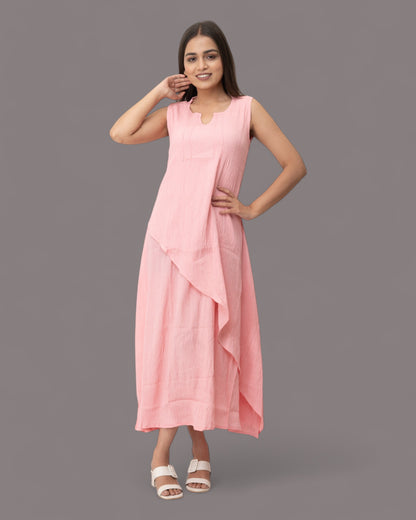 Pink Ruffle Stylish Maxi Dress