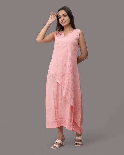 Pink Ruffle Stylish Maxi Dress