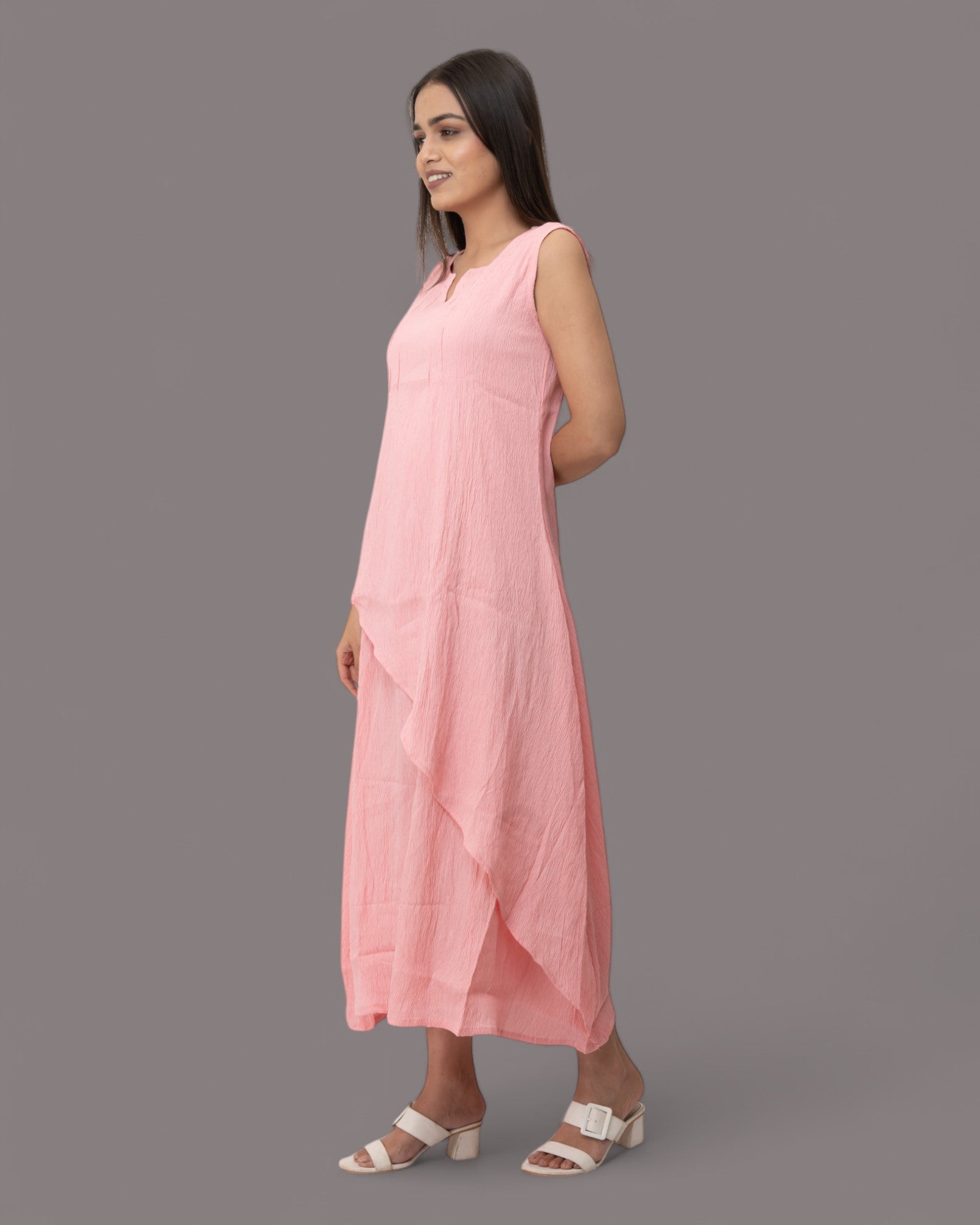 Pink Ruffle Stylish Maxi Dress