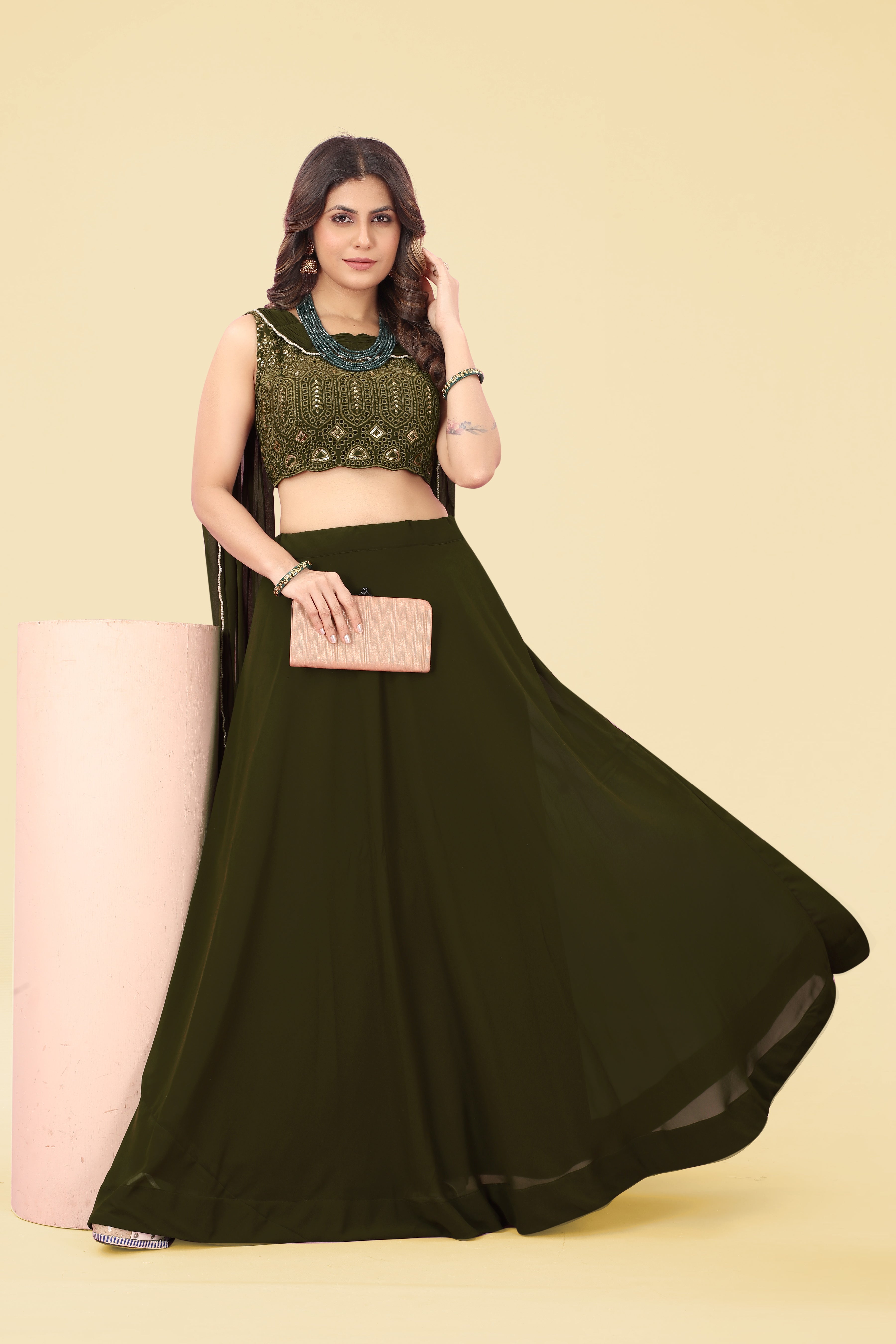 Dark green Elegant Lehenga