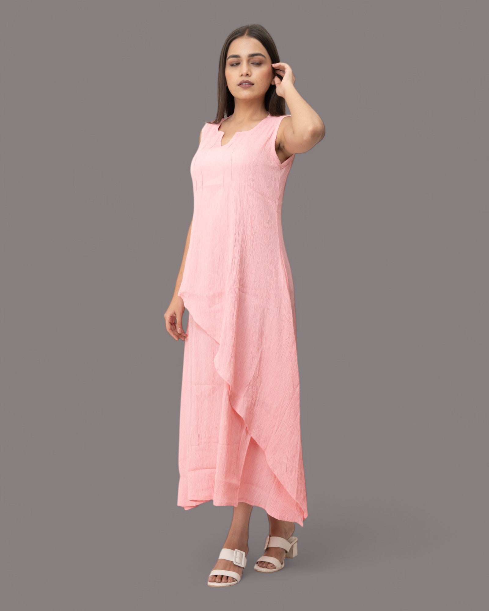 Pink Ruffle Stylish Maxi Dress