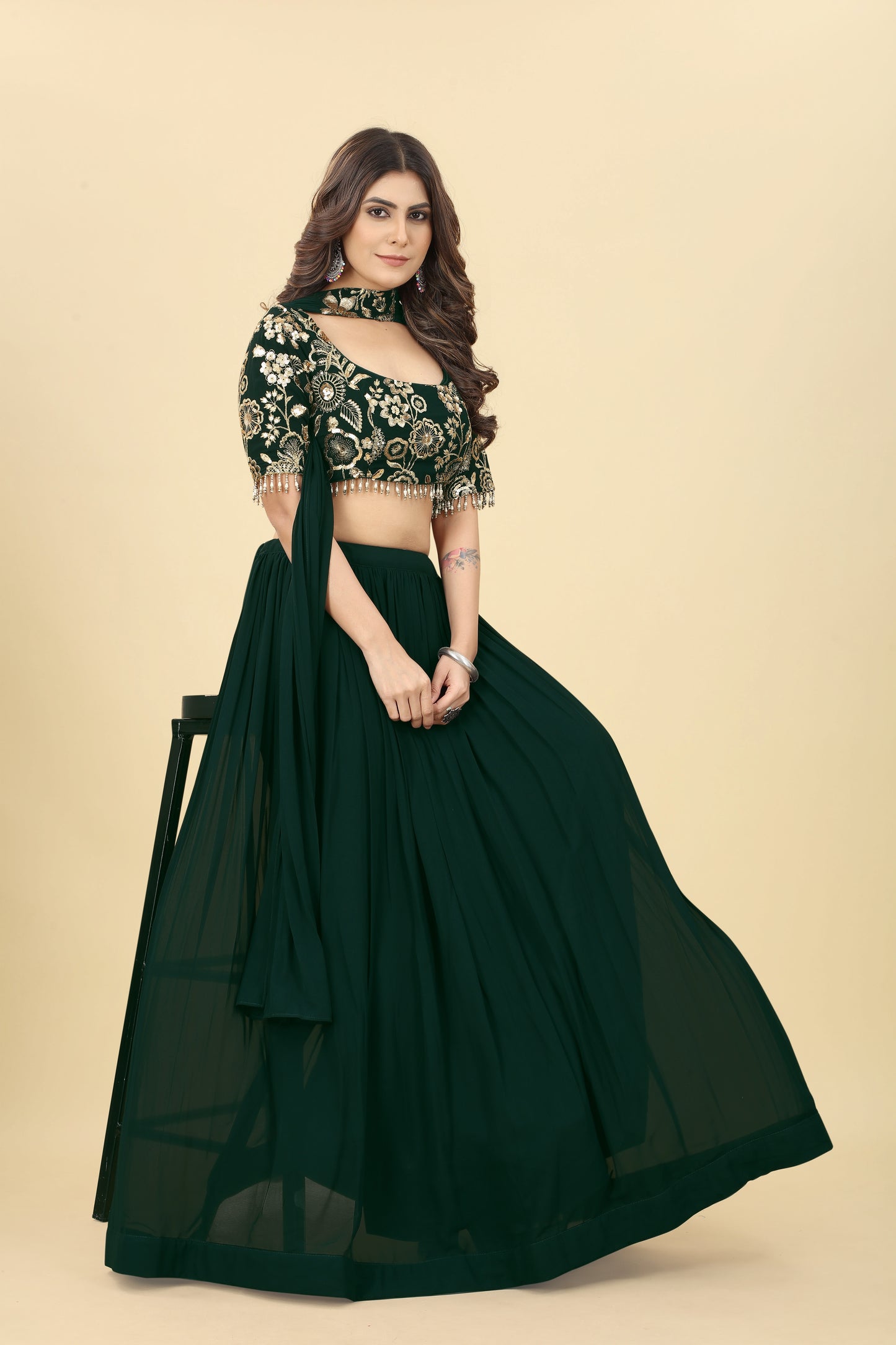 Dark Green Lehenga