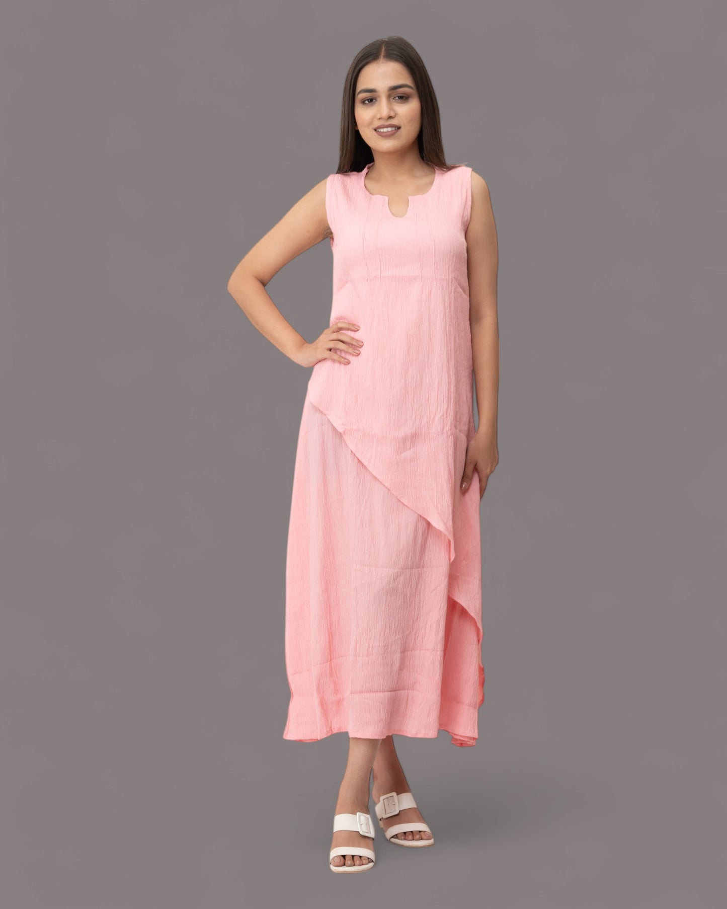 Pink Ruffle Stylish Maxi Dress