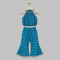 Girls Blue Silk Fabric Halter Top Bottom