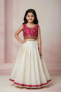 Girls Cream Pink  Festive Lehnga