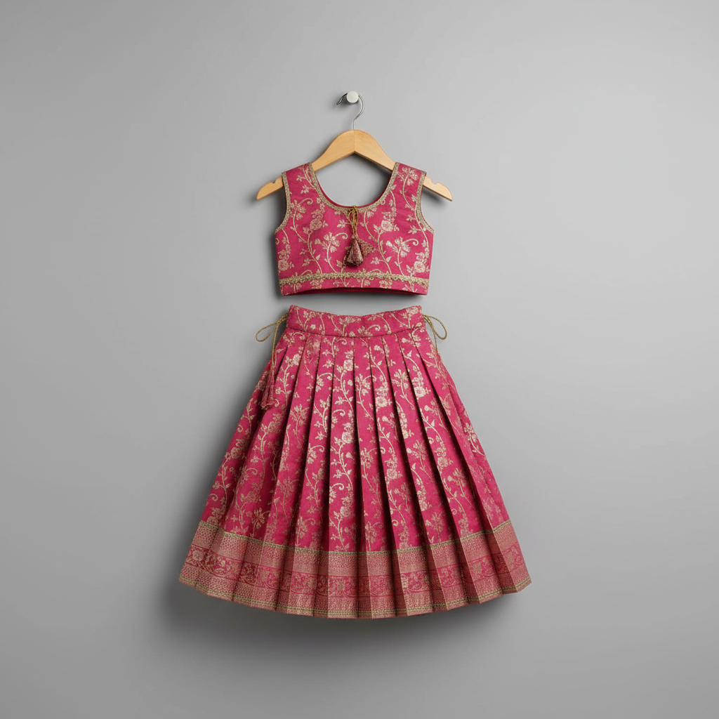 Girls pink Banarsi outfit - view 2