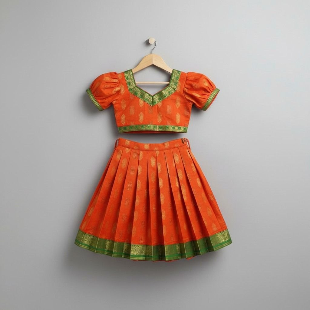 Girls Red Cotton Pure Lehnga