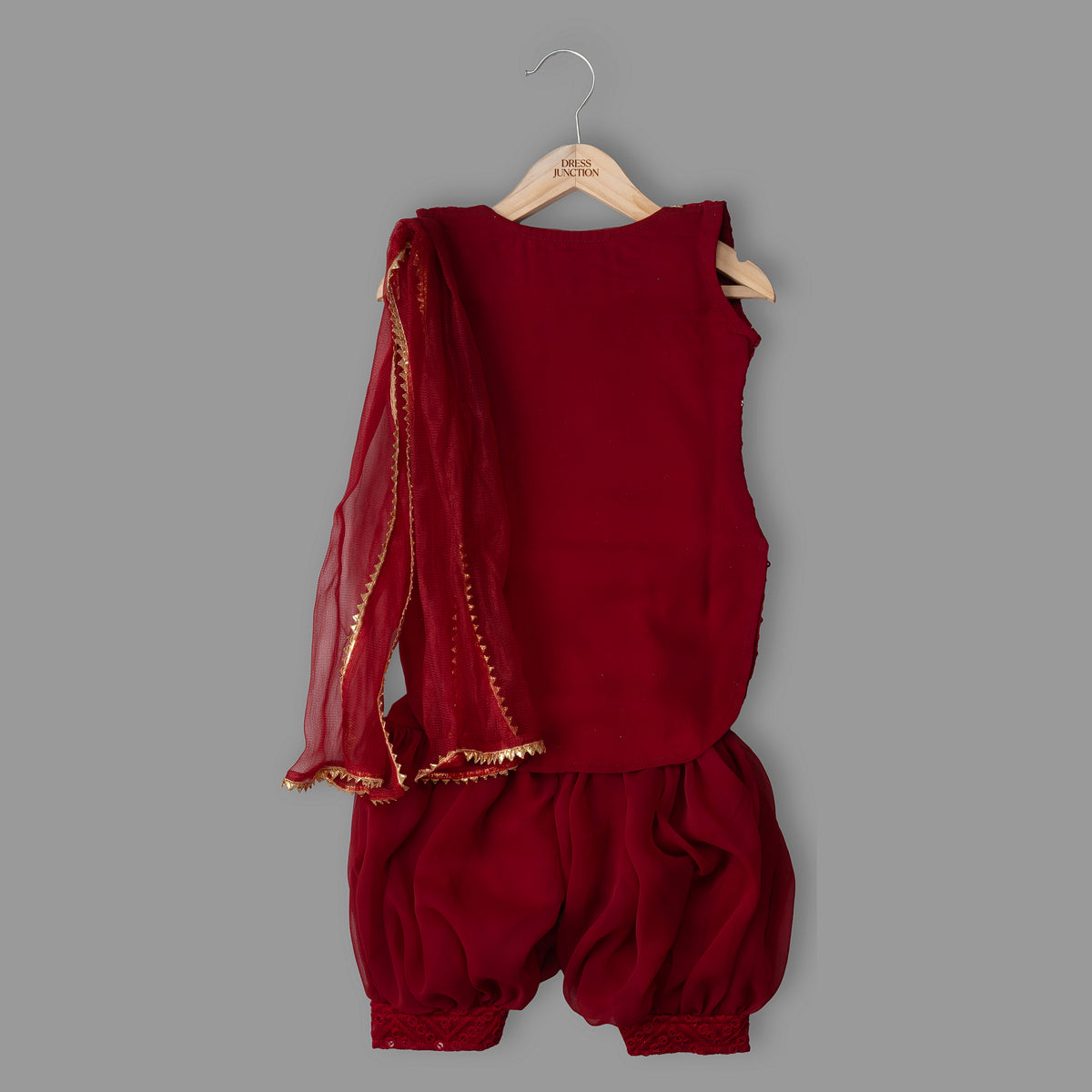 Girls red georgette salwar suit set - view 3