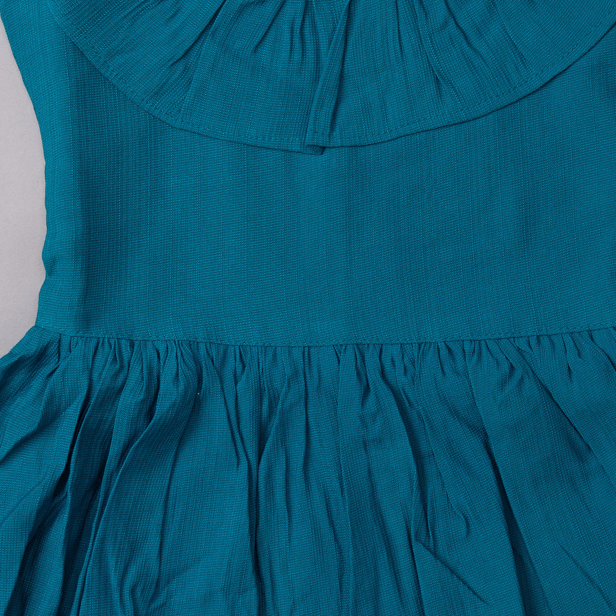 Girls teal ruffle collar dress - view 3