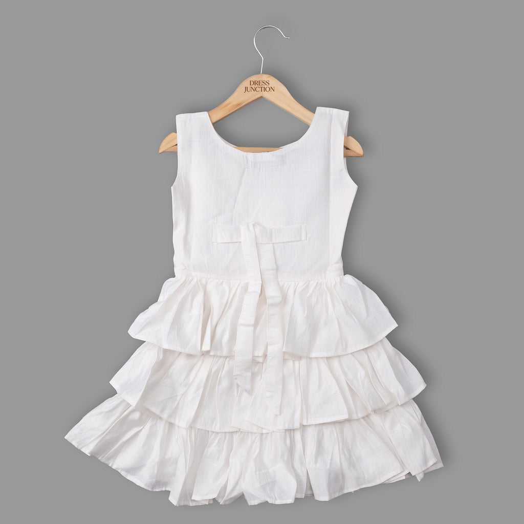 Girls white tiered ruffle floral dress - view 4