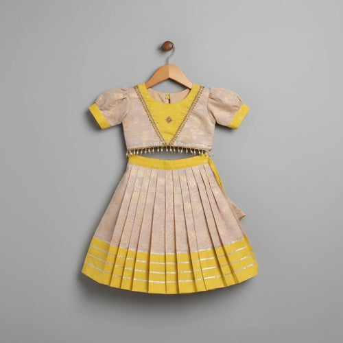Girl yellow cream Lehnga with Embroidery