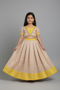 Girl yellow cream Lehnga with Embroidery