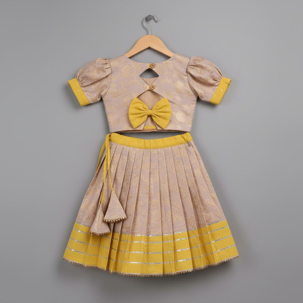 Girl yellow cream Lehnga with Embroidery