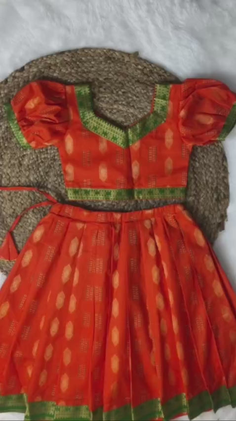 Girls Red Cotton Pure Lehnga